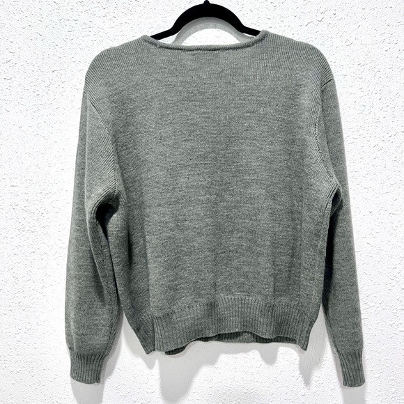 Liz Claiborne Heather Gray Cardigan with Black Floral Pattern‎ L - Picture 6 of 7